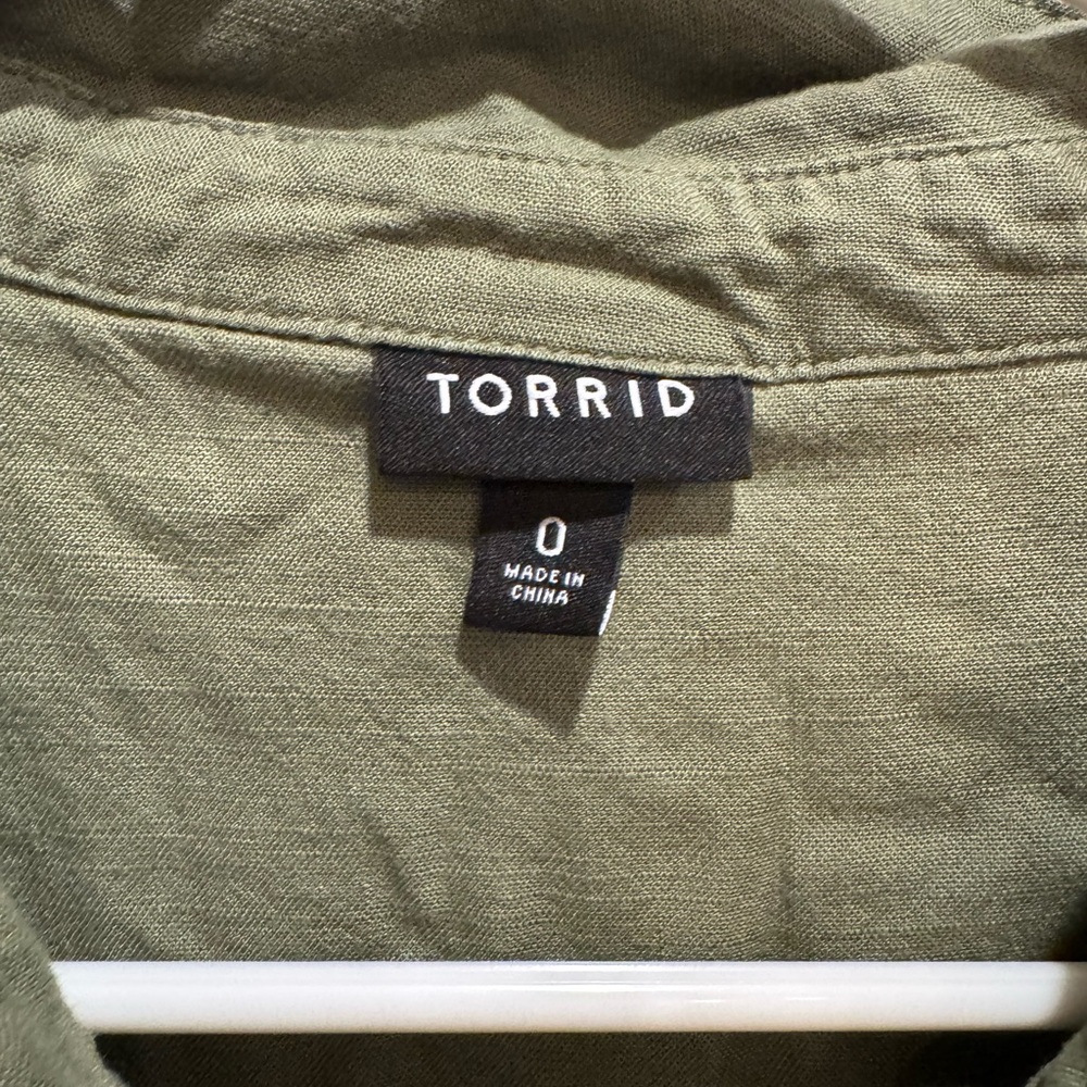 Torrid Olive Green Button Down Shirt - Picture 2 of 7